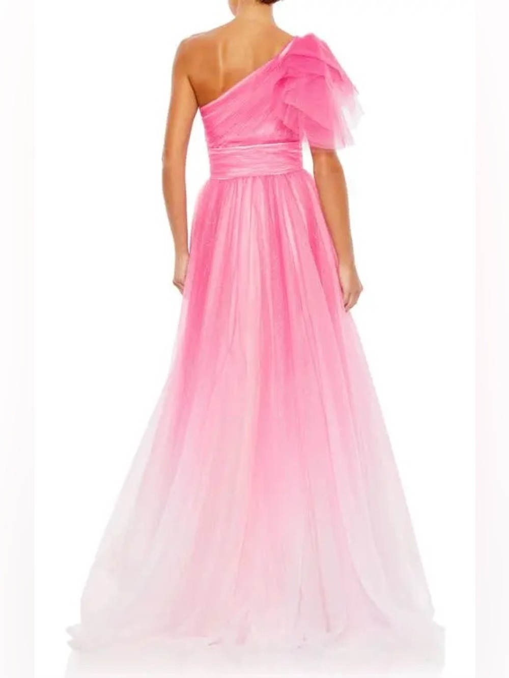 Mac Duggal Ombre Ruffled One Shoulder Ballgown - Picture 2 of 4